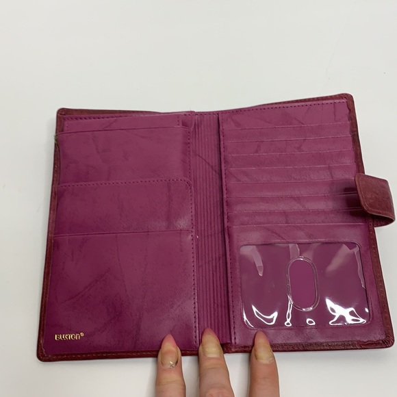Buxton | Plum Top Grain Cowhide Leather Pocketbook | Travel Card Holder | Clutch - Picture 3 of 14
